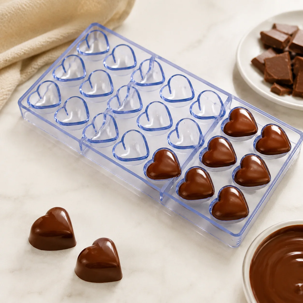 Polycarbonate Heart Chocolate Mold, 21 Cavity, Beginner Friendly, Home Use, Reusable Food Grade Mold for Chocolate & Candy