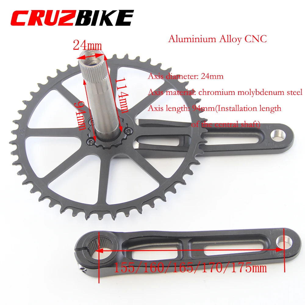 CRUZbike Folding Bike Crankset Ultralight 155/160/165/170/175mm Hollow Tech Crank Aluminum Alloy Bicycle Parts Accessories