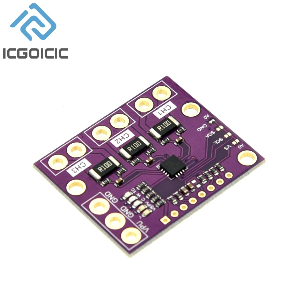 I2C SMBUS INA3221 Triple-Channel Shunt Current Power Supply Voltage Monitor Sensor Board Module Replace INA219 With Pins