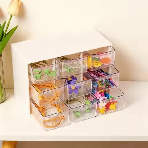 Bead Material Storage Box. The Nine Grid Drawer Style Storage Box Is Stackable. Makeup Organizer for Dressing Table and Office