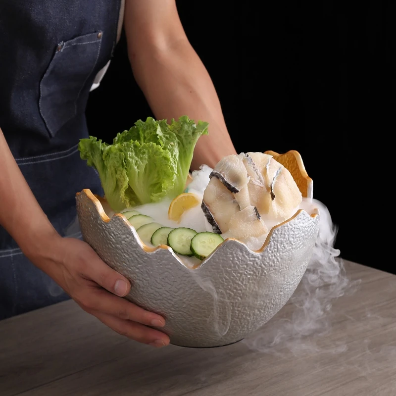 Creative and Unique Golden Eggshell-shaped Tableware, Hot Pot Platters, Soup Bowls, Household Tableware and Kitchenware