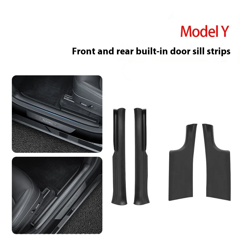 For Tesla Model Y Rear Door Sill Guards Protector Cover ModelY 2023 Inner Sill Decoration Accessories Anti-Kick Protection Shell