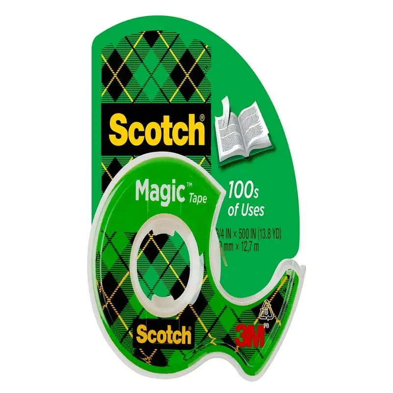 

Scotch Magic Tape Диспенсер/упаковка размером 3/4 x 500 дюймов — прозрачная клейкая лента