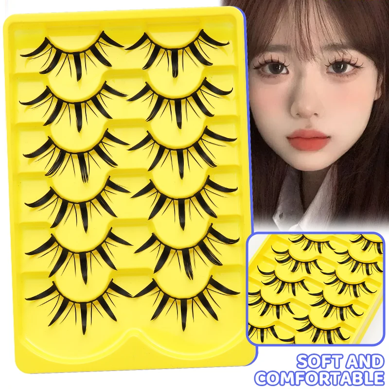 DINGSEN 6 Paar Manga-Wimpern, Cosplay, falsche Wimpern, Anime, gefälschte Wimpern, Make-up, großes Auge, Manga-Wimpern, Manhua-Streifenwimpern – Detail 4