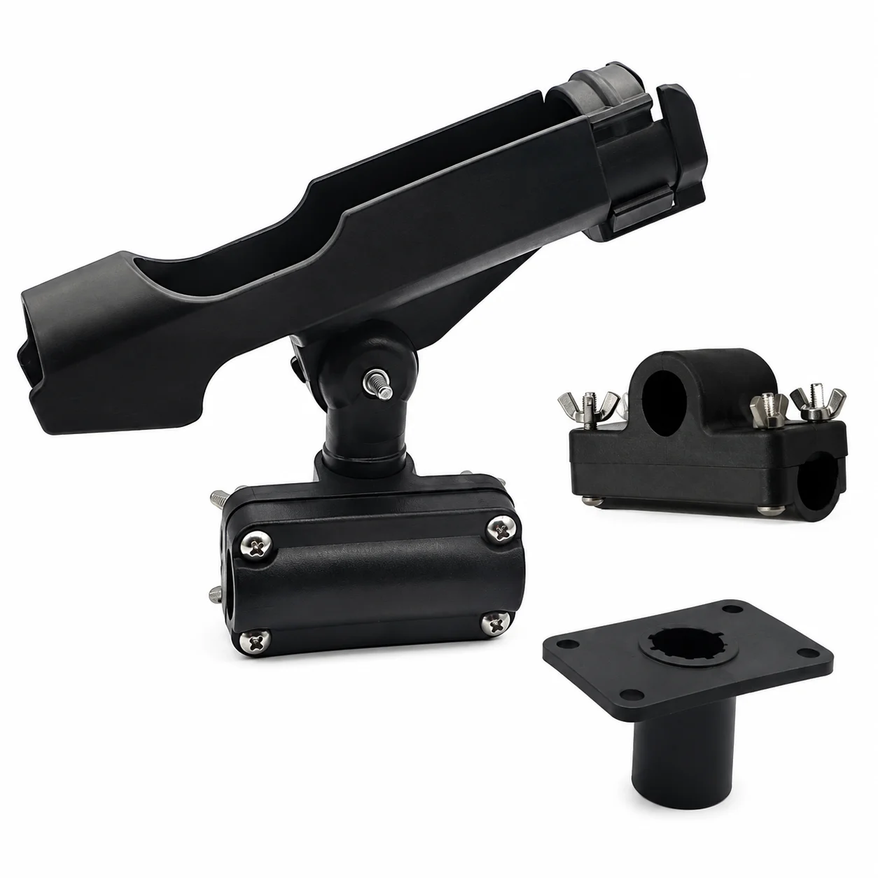 Kayak Fishing Rod Holder 360 Degree Adjustable Powerlock Rod Holder Universal Fit Kit Set for Canoe Boat Marine Accessories