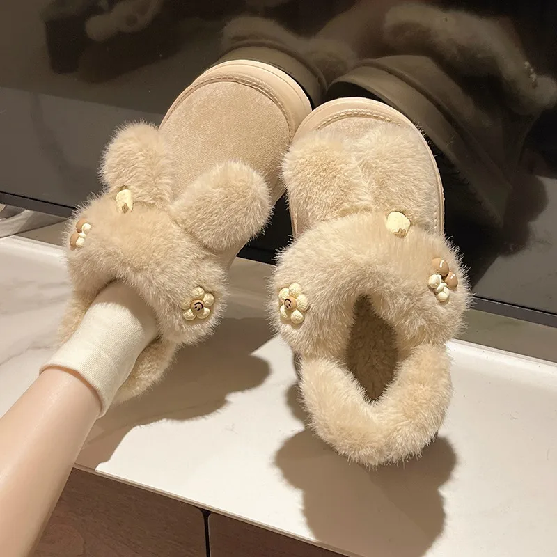 Wsuwane buty dla kobiet Loafers Fur Slip-on New Winter Slipper Slides Winter Shoes Women Loafers Fur Slip-on New Slip On Slipper