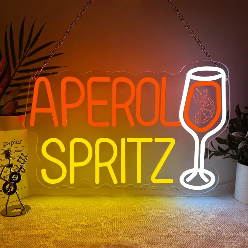 

Неоновая вывеска Aperol Spritz с USB-питанием и регулировкой яркости, светодиодная неоновая вывеска для коктейль-бара, бистро, клуба, мужской комнаты, подарки для вечеринок, декор для стен