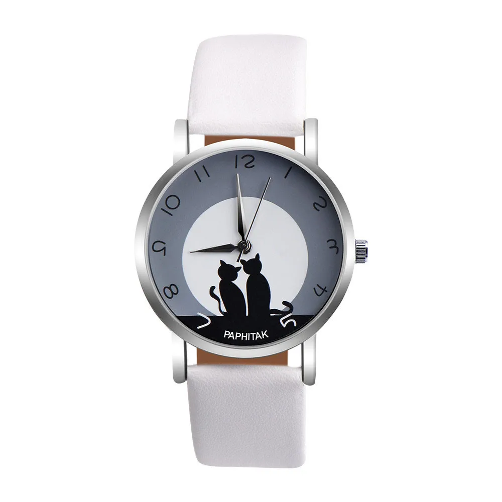 Reloj de cuarzo analógico de piel sintética de gato Para Mujer, Reloj de pulsera duradero de alta calidad, Reloj versátil de moda Para Mujer