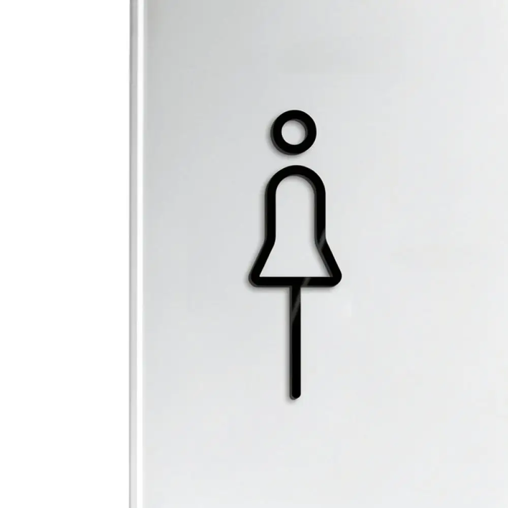 Modern Black Gold Brass Toilet Signage Decorative Door Plate Minimalist Restroom Identification Tag For Commercial Home Use