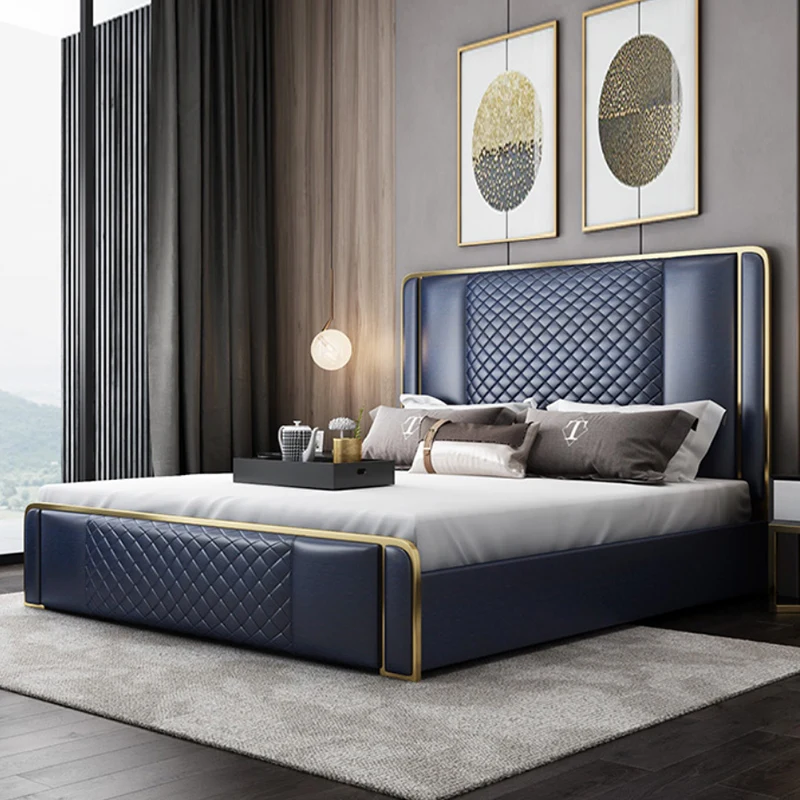 

*Light Luxury Double Bed Simple Style Post-Modern Storage Bed Small Apartment