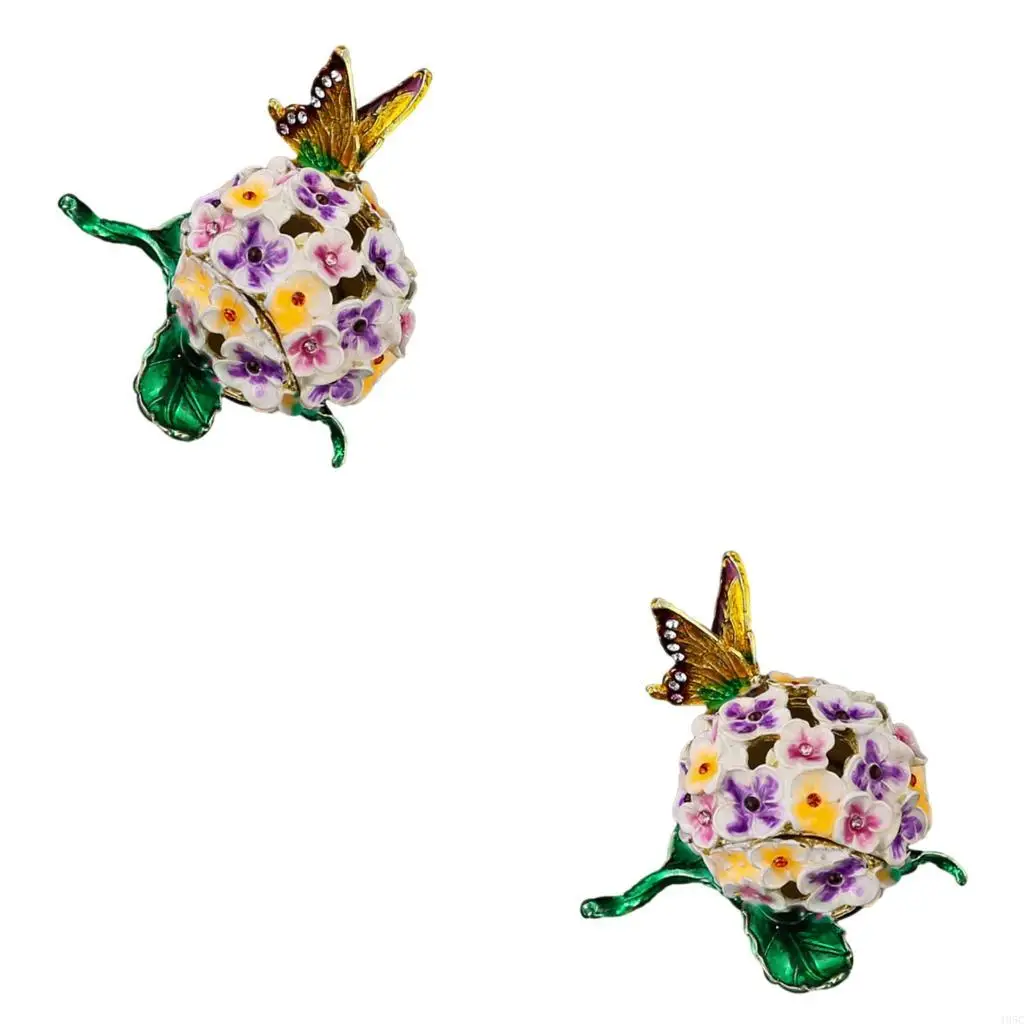 195C Premium Zinc Alloy Enamel Butterfly Themed Jewelry Organizers With Elegant Vintage Floral Patterns Butterfly Container