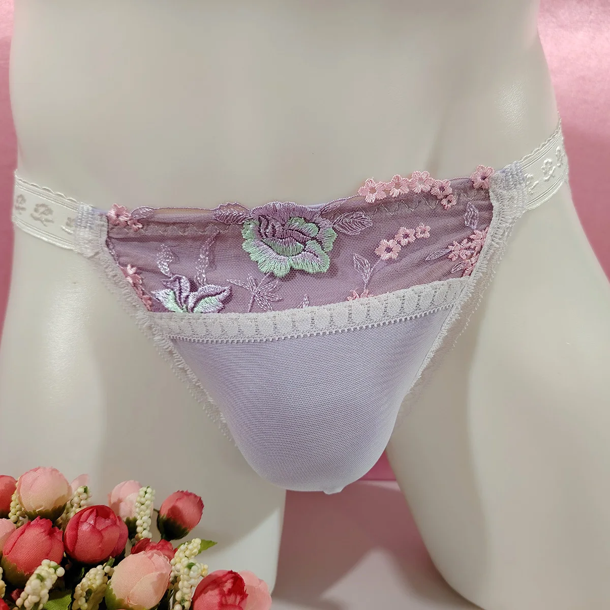 

Мужские трусики с низкой талией, удобные хлопковые трусики с цветочным принтом, кружевная модная ткань, сексуальная молодежная подходящая домашняя одежда