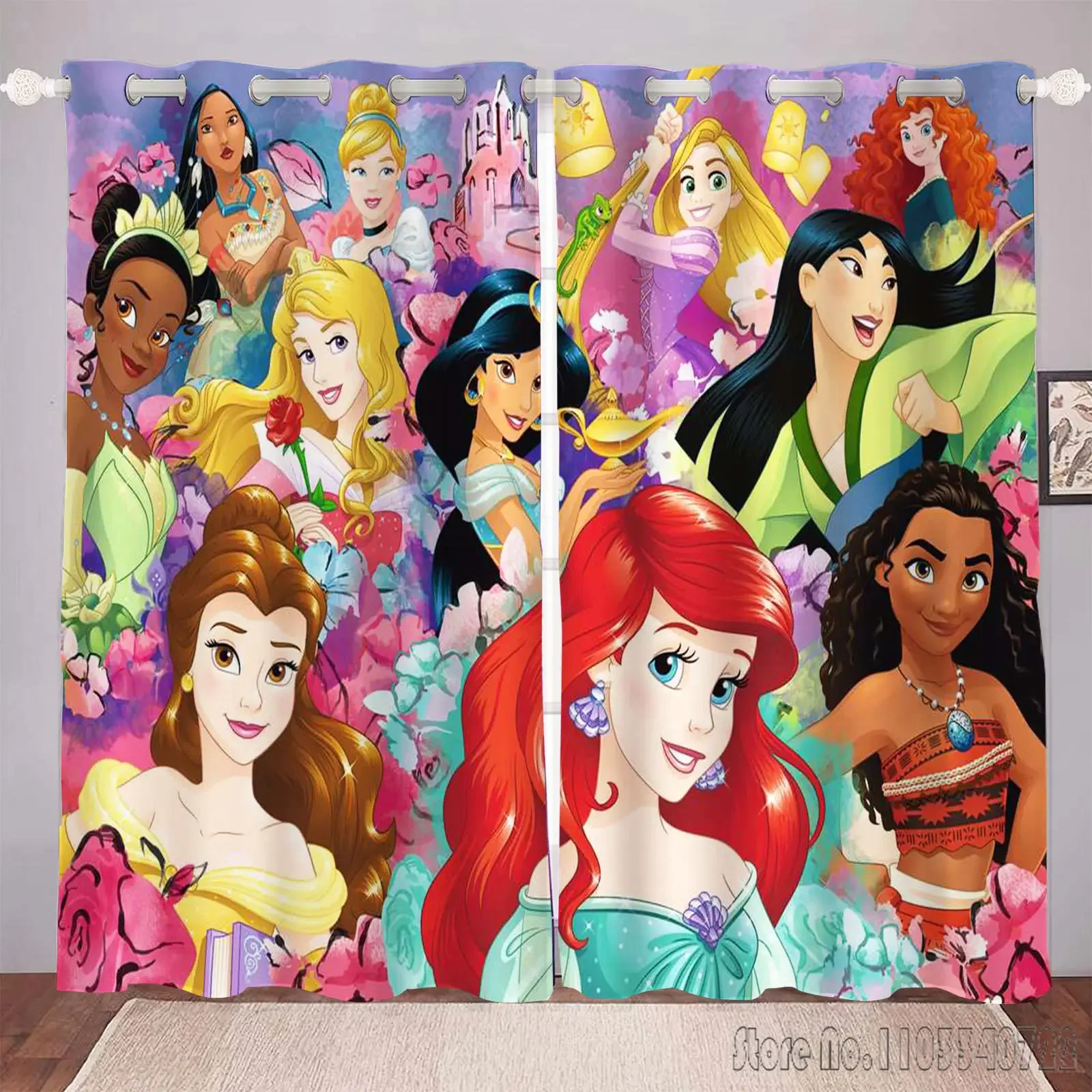 Disney Fairy Princess Window Curtain 3D Print Blackout Curtains Living Room Bedroom Decor Kids Gift