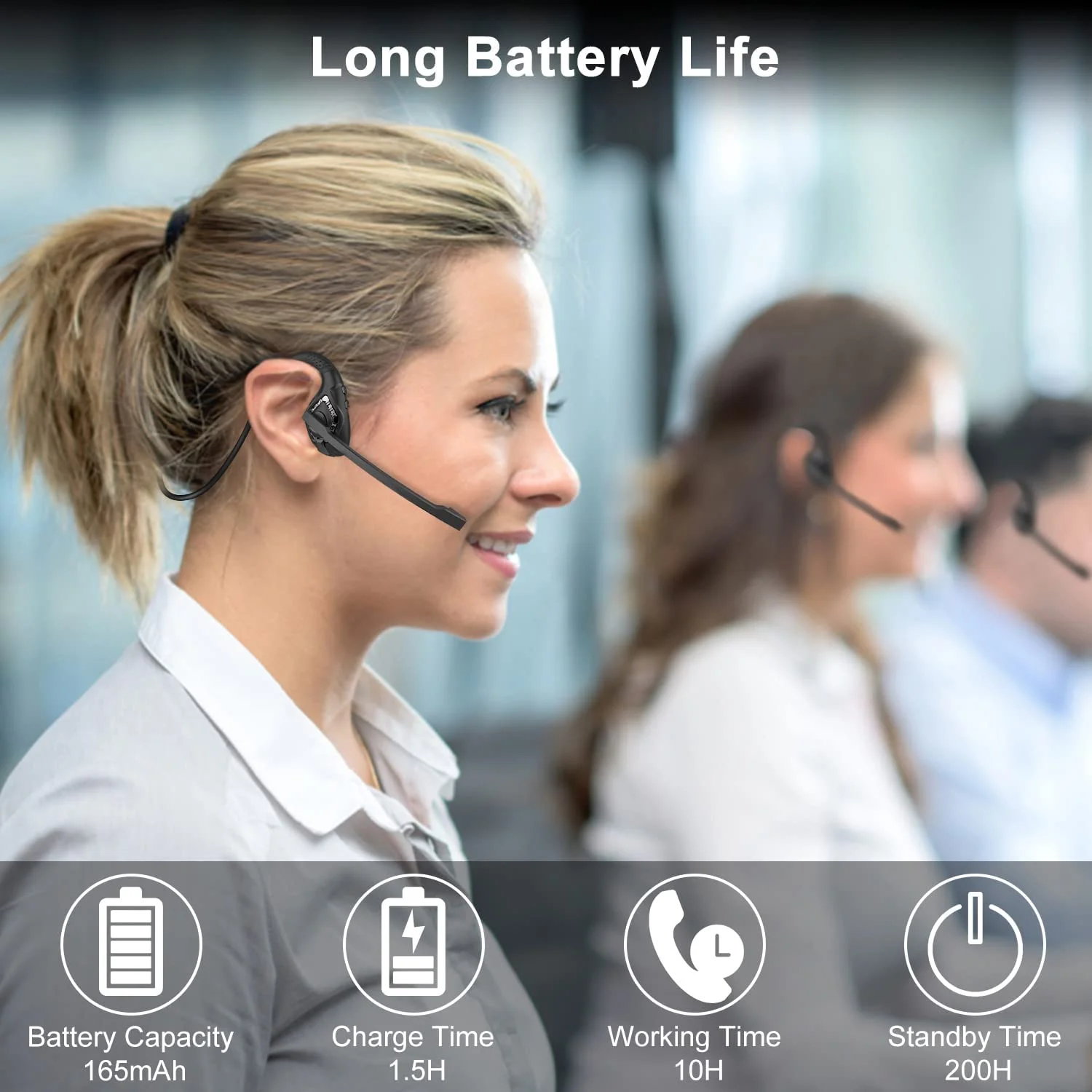 Casque Bluetooth Oreilles Ouvertes Avec Micro IA - Léger 32g Pour Travail Et Sport