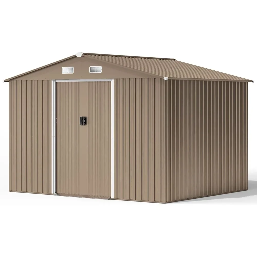 

10FT X 8FT Outdoor Storage Shed,Waterproof Metal Tool Shed with Lockable Sliding Door and Air Vents, Metal Storage Shed