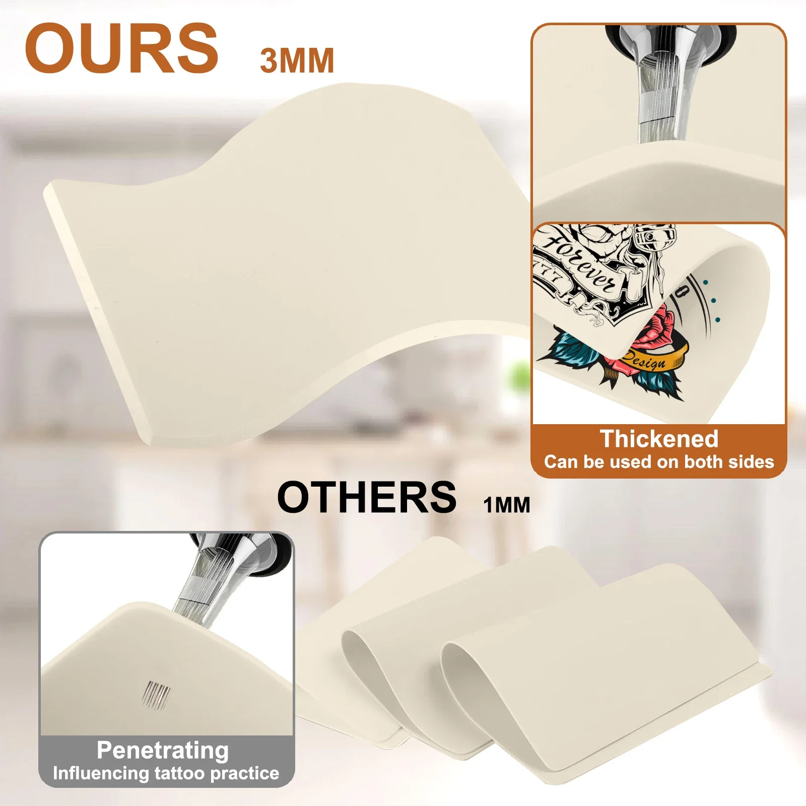 15/10/8/5/1 قطعة جديد تحديث الوشم ممارسة الجلد 3 مللي متر سيليكون الجلد وهمية على الوجهين لإمدادات التدريب على ماكياج دائم