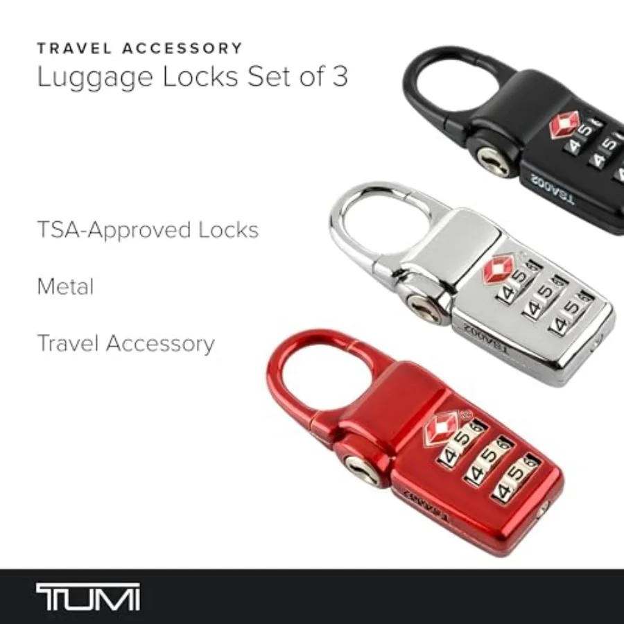 - TSA Lock Box - Combination Lock for Lage and Backpack - TSA-Appd Locks - Travel Security Accories - Set of 3 - Black/Sier/Red