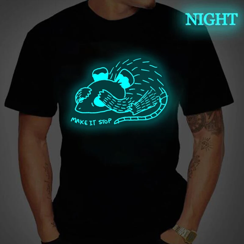 

Fun Opossum Luminous Style T-shirt Men Women Retro Animale Hip Hop Garbage Opossum Streetwear Male Fashion Casual Tshirts