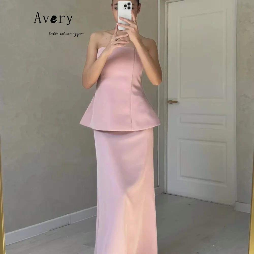 Avery personalizado Rosa cola de pez fuera del hombro sin mangas vestidos de fiesta elegantes de lujo para boda mujer vestidos de graduación 2025 noche