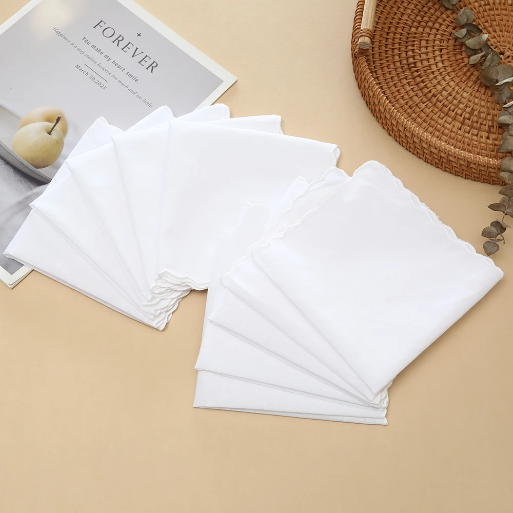 Fazzoletto in cotone spesso vecchio stile 30 cm, fazzoletto bianco puro unisex, tovagliolo da esterno, fazzoletto stampato ricamato