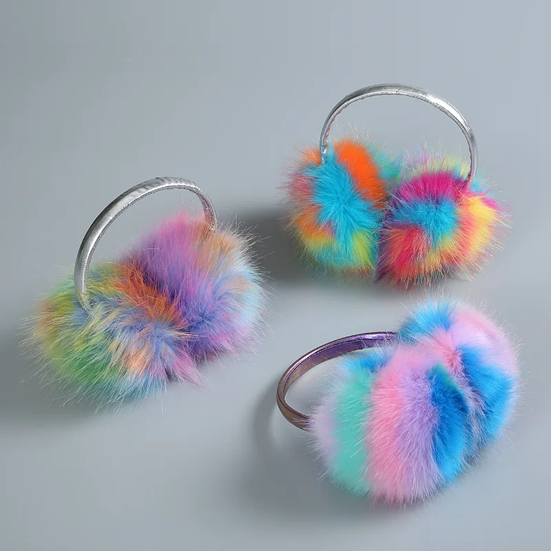Warm ear muffs winter ear covers colorful cold-proof imitation rabbit fur over-the-head ear wraps winter ear protectors