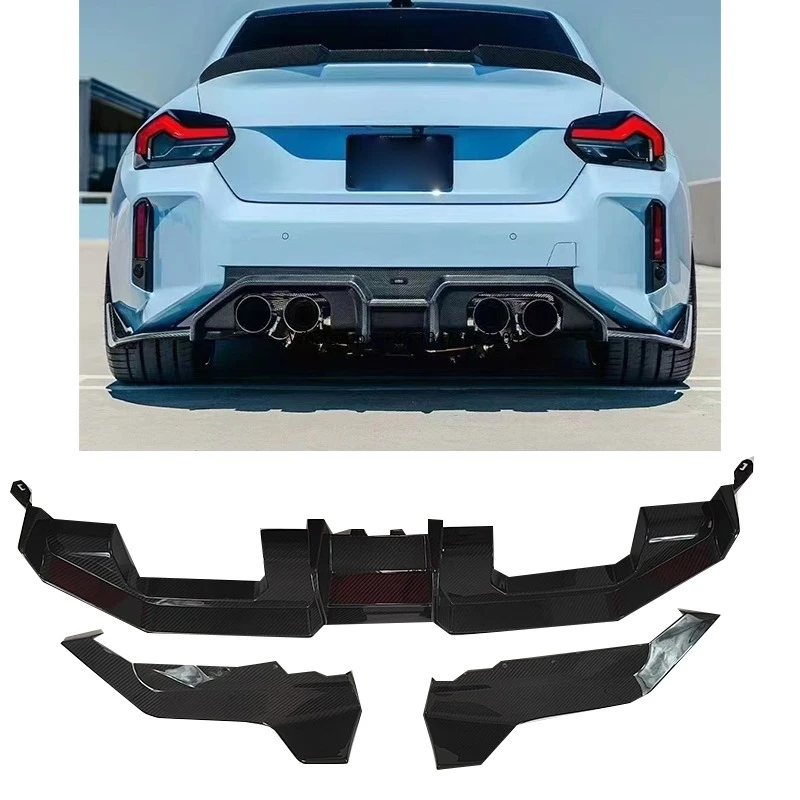 

3PCS style Dry Carbon Fiber Rear Diffuser for G87 M2 Prepreg Carbon Fiber Rear Bumper Lip for M2 G87 2023+
