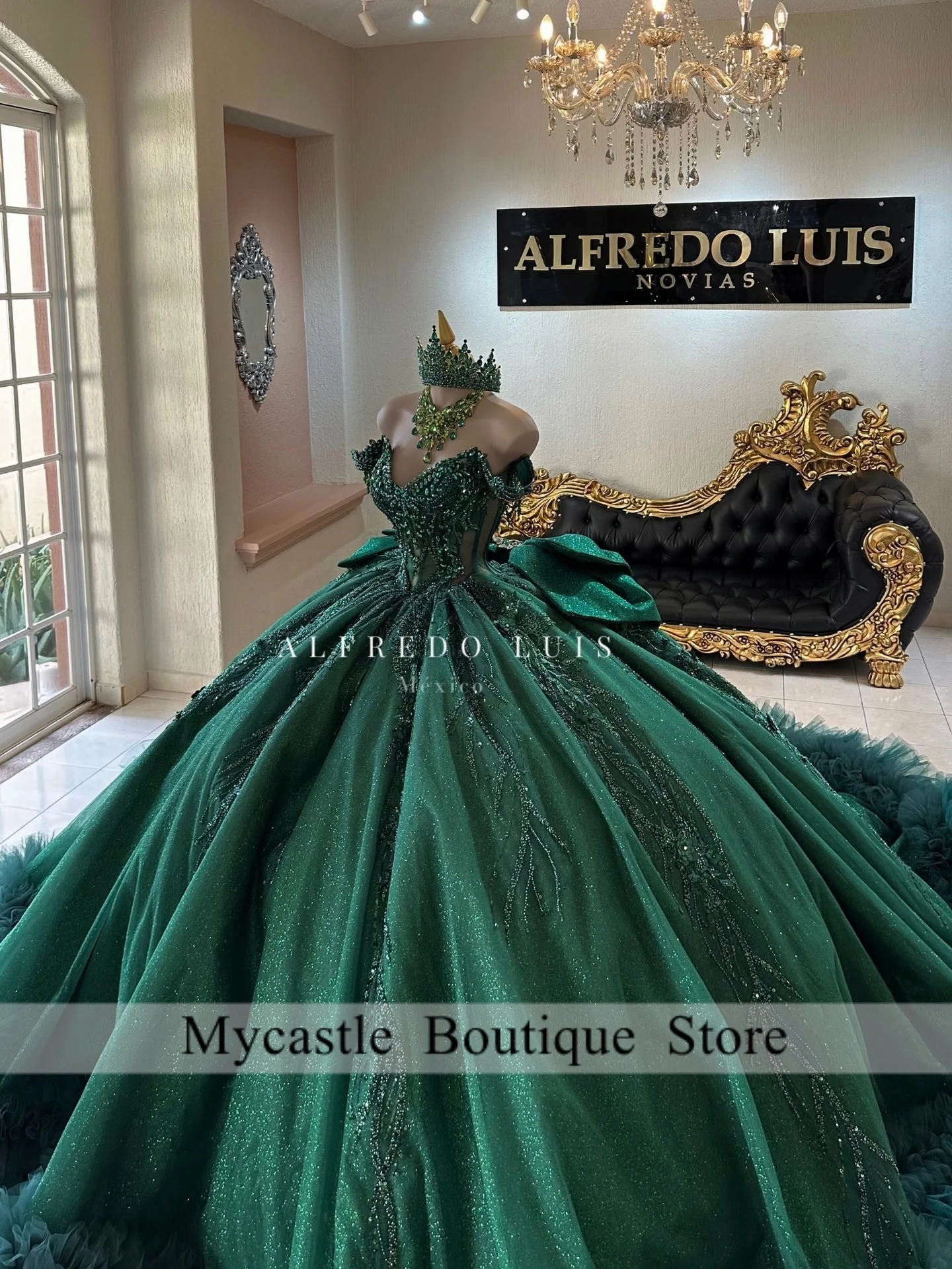Dark Green Tulle Beaded Appliques Quinceanera Dress Ball Gown 2026 Luxury Ruffles Sweet 16 Dress Customized Vestidos De XV Años