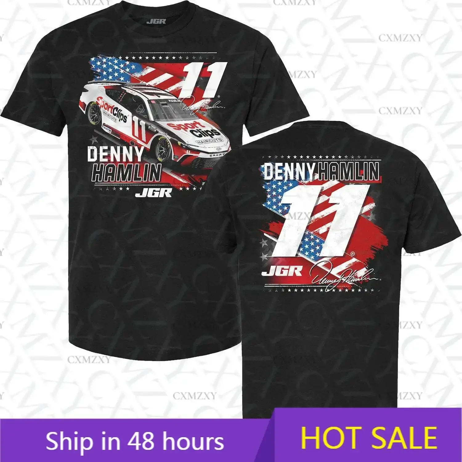 Футболка Denny Hamlin SportClips Patriotic Car, черная