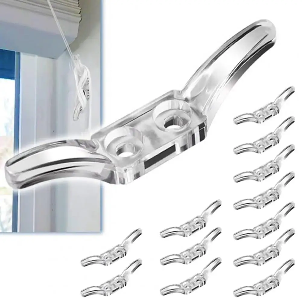 Break-resistant Blinds Cord Lock Efficient Window Blind Cord Cleats 12 Transparent Hooks for Tidy Stable Positioning of Blinds