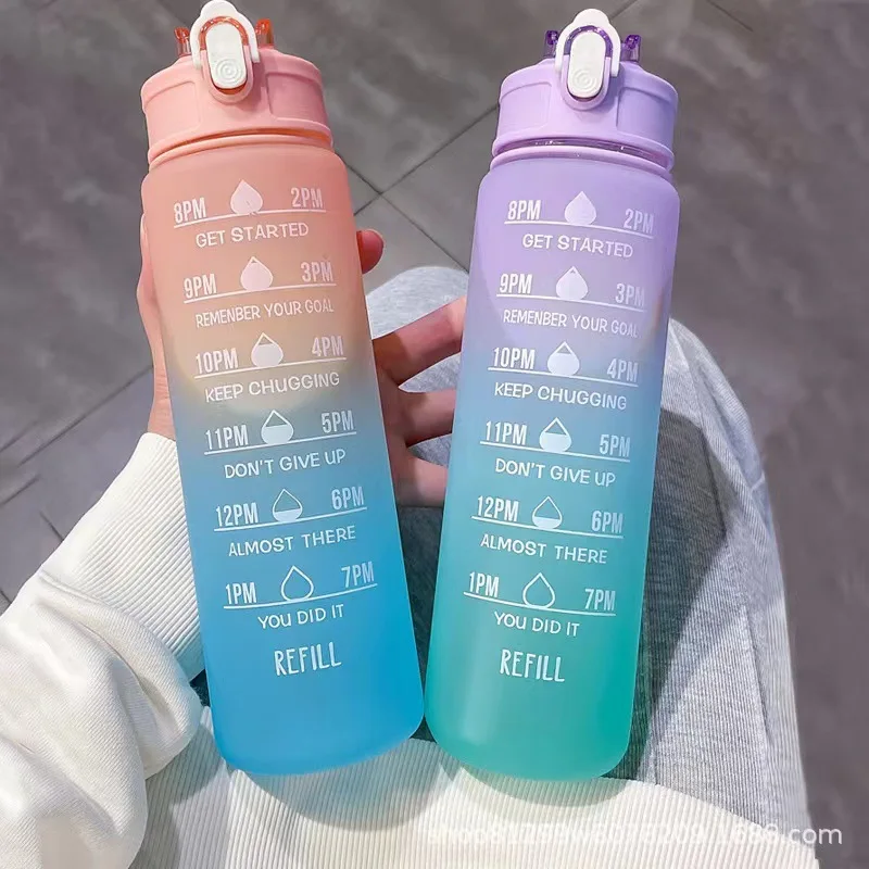 900ml Water Bottle Motivational Sport Water Bottle Leakproof Drinking Bottles Outdoor Sports Travel Kettle Drinking Water Bottle