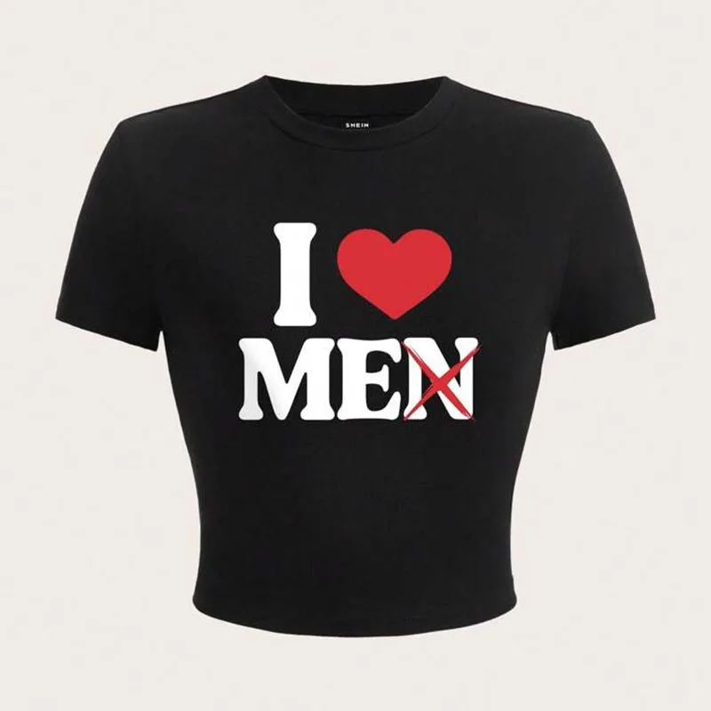 I love me Graphic T Shirts Baby Tees Y2k Tops T-shirt Woman T-shirts Women's Cropped Crop Top Women Grunge Clothes Y2k Kitty Emo