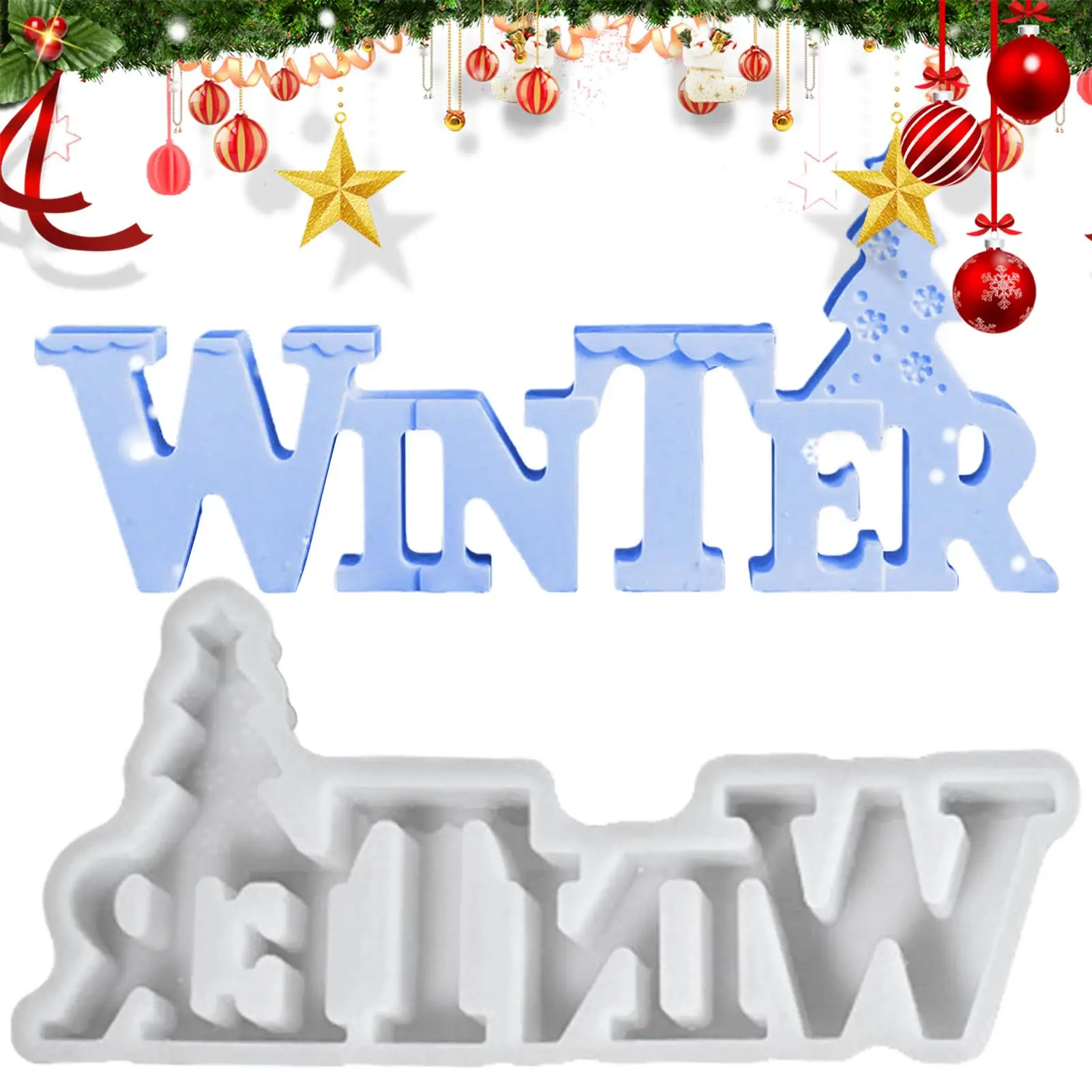 

3D силиконовые зимние формы для слов, силиконовые формы для рождественских знаков слов, домашний декор для офисов, стола, общежития, дня рождения, рабочего стола, школы