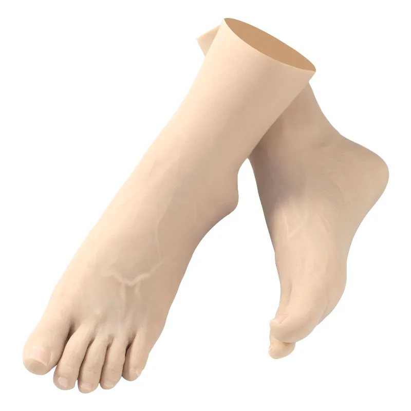 Realistic Foot Cover Hollow Toes Prothesis to Cover Scar Silicone Feet Ankle Sleeves Artificial Woman Foot Case Young Girl Foot