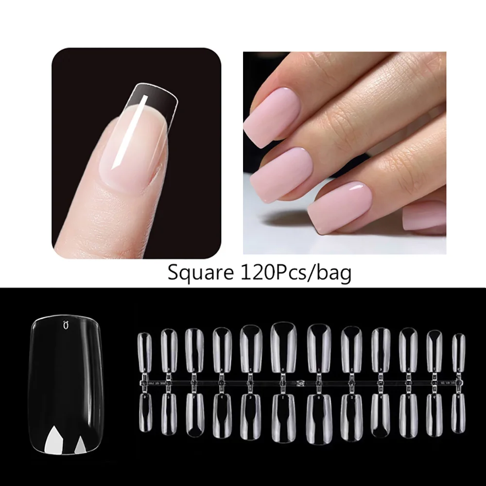 120pcs/Bag Nail Tips Coffin Press on Nail Clear Full Cover Fake Nail Artificial Long press on nails