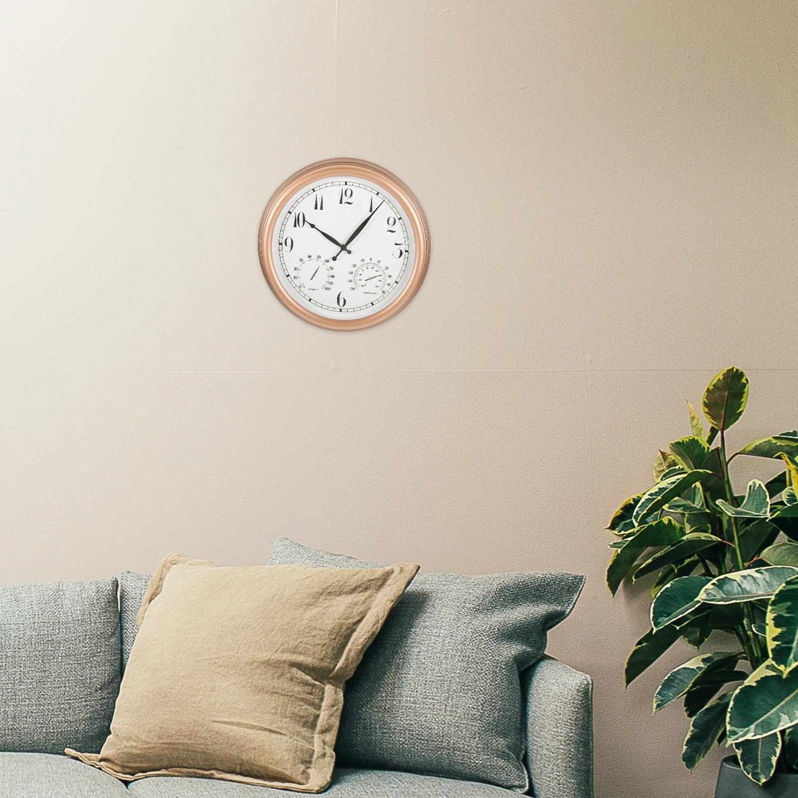 

1pcs 15 Inch Wall Clock with Thermometer Hygrometer Waterproof Outdoor Hanging Clock for Patio Fence Porch Garage Temperature