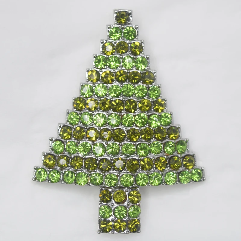 

12 шт./лот, оптовая продажа, полная дрель, стразы, рождественская елка, броши, ювелирные изделия, подарок C102015