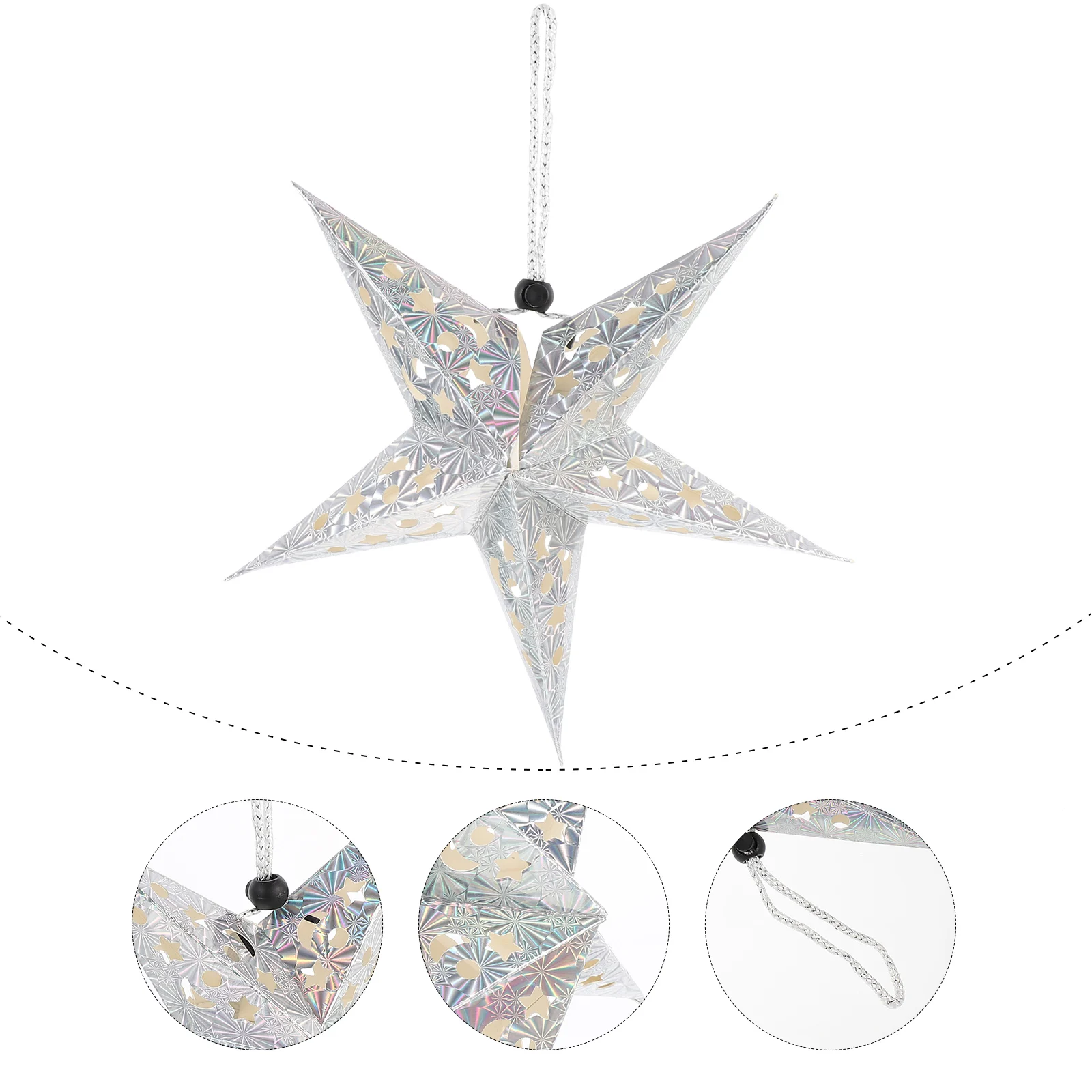 

4Pcs Christmas 3D Paper Pentagram Star Lampshade Five Point Hanging Lantern Garland Lantern Christmas Tree Topper Decoration