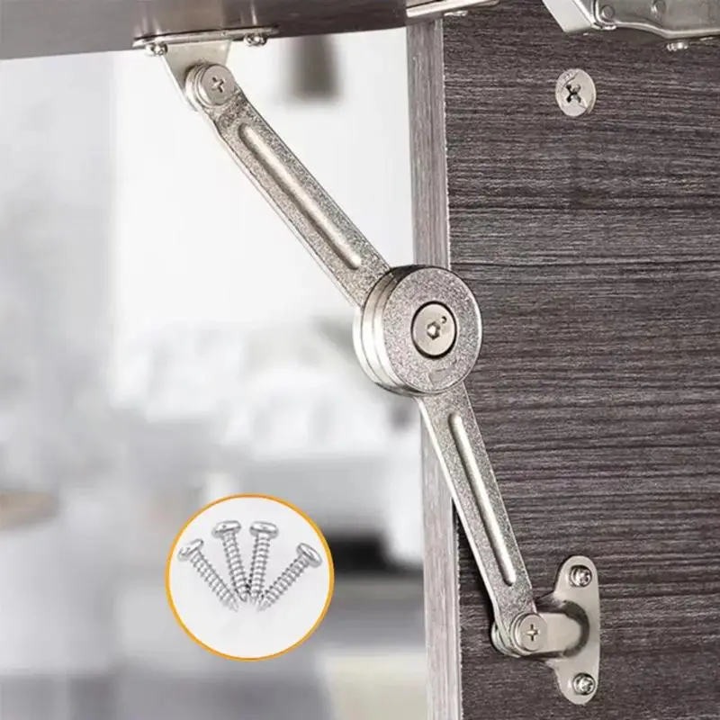 Folding Lid Stay Hinge Satin Nickel Soft Close for Wooden Box Kitchen Cabinet Smooth Operation Quiet Closing Mechanism