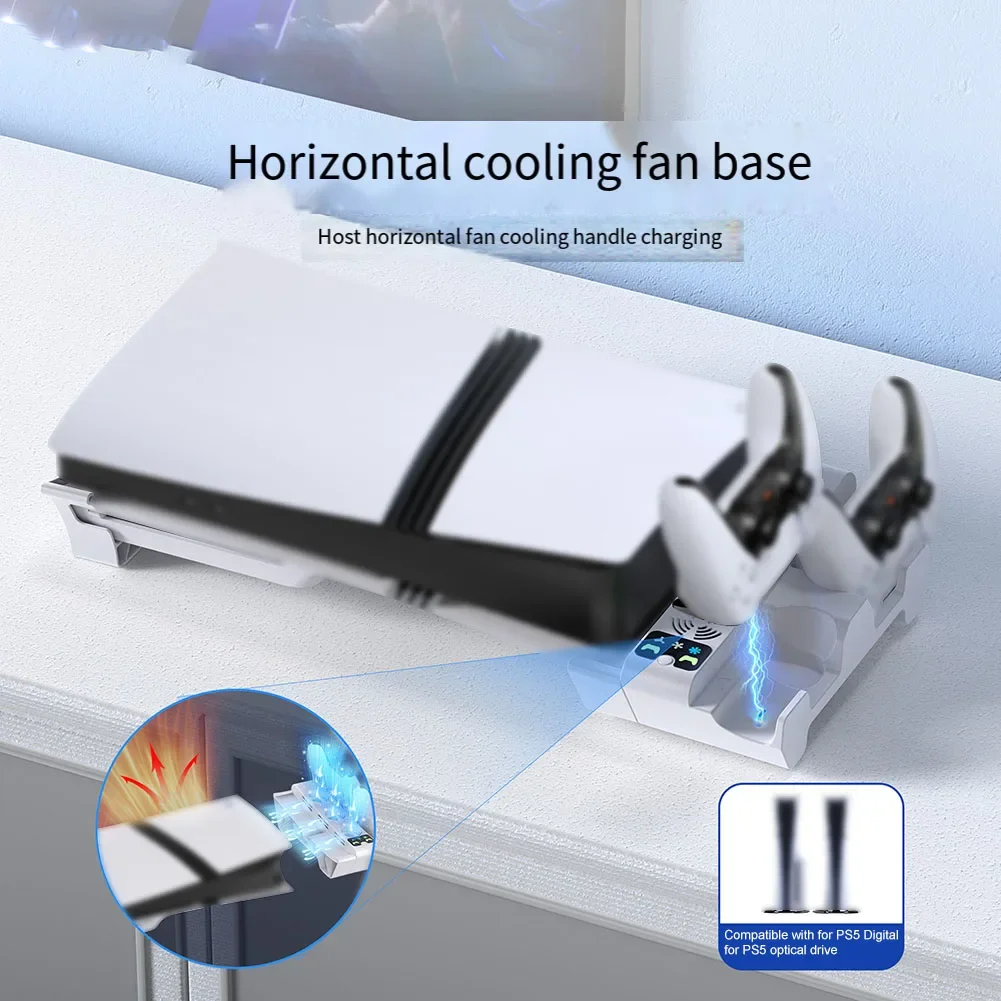 

Horizontal Cooler Fan Stand For PS5 SlimPro 3-Level Game Console Charger Support Base Bracket Game Controller Charging Holder