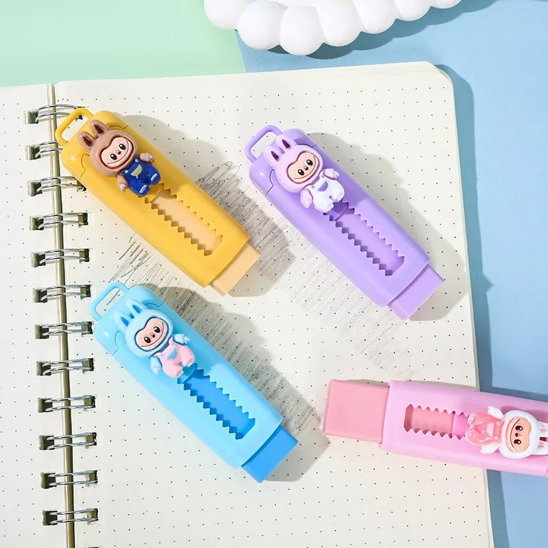 Labubu anime cartoon cute push-pull eraser creative kawaii girly heart push-type drawing eraser student stationery wholesale