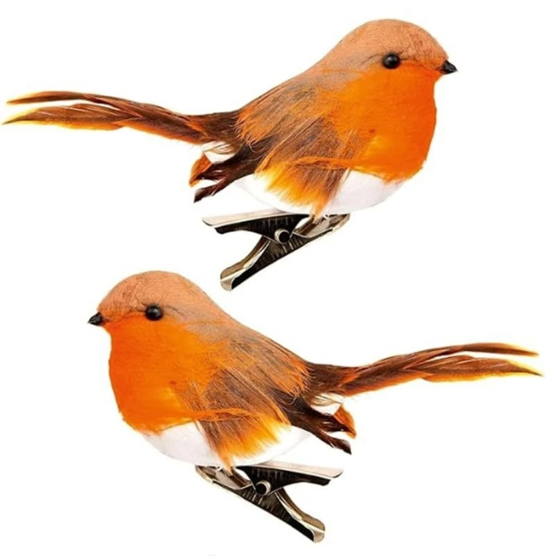 12 個の人工鳥クリスマスツリー庭の芝生の装飾シミュレーション羽鳥の置物ホリデードロップシップ用クリップ付き