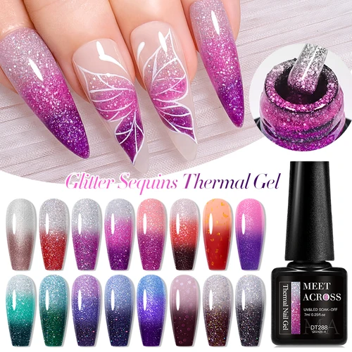 Imagen 2 del producto MEET ACROSS-esmalte de Gel térmico para uñas, barniz UV de 3 capas que cambia de Color y temperatura, 7 ML