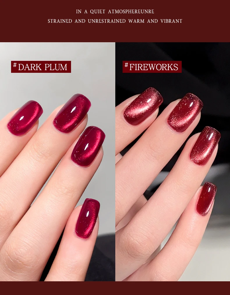 15 ml Ankela Red Series 2 Farben Cat Eye Magnetischer Gel-Nagellack Starter Nagel-Gel-Nagellack, geeignet für das neue Jahr – Detail 4
