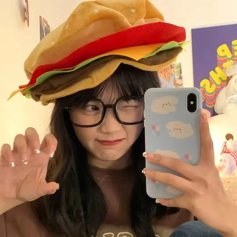 Halloween Funny Hat Hamburger Hat Fun Hats Halloween Costume Accessory Carnival Party Supplies Hat for Adults