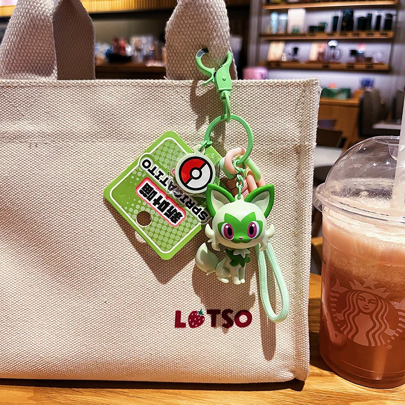 Genuino Pokemon Portachiavi Pikachu Gengar Sylveon Sprigatito Quaxly Fuecoco Anime Action Figure Giocattolo Portachiavi Fragranza Ciondolo Regalo