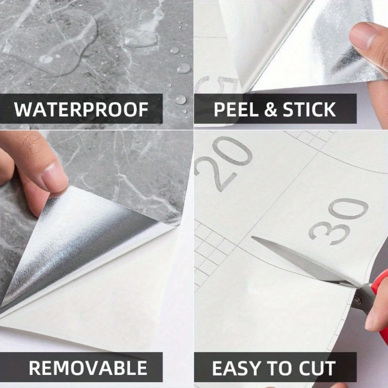 Blue Marble Peel & Stick Waterproof Vinyl Contact Paper for Kitchen Countertops Bathroom Walls Living Room Decor