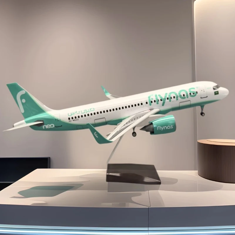 

Plane Scale 47cm Aircraft Flynas Airbus Airplane Saudi Nas A320neo Model Diecast Resin Aircraft W Led Display Collection
