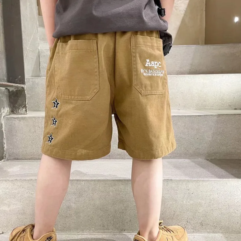 Boys Cotton Shorts New Children's Summer Wear Boys' Five-point Pants In The Big Boy's Western Style Casual Pants Outer Wear