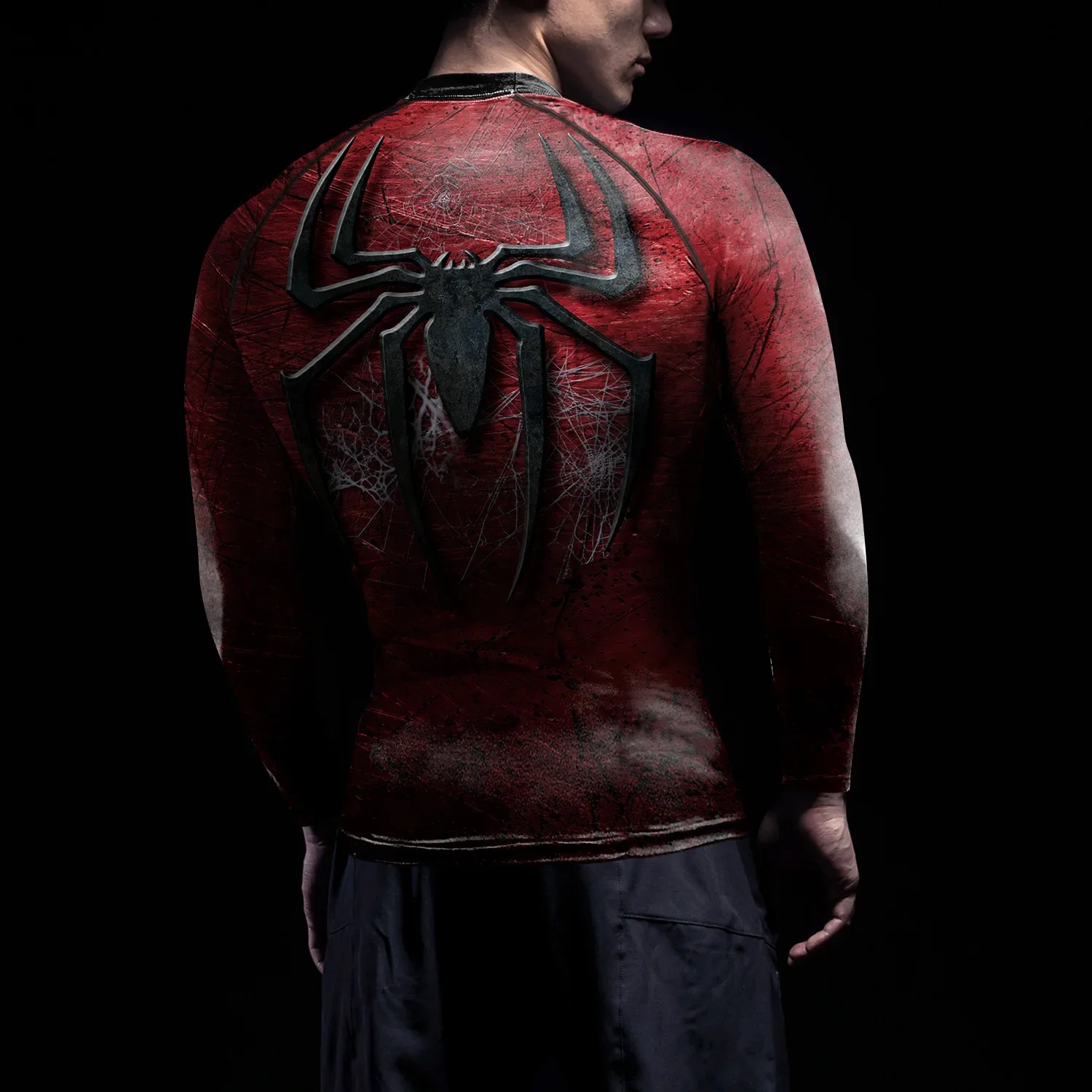ผู้ชายชุดกีฬาการบีบอัด GYM กีฬาคอสเพลย์ Superhero Spider พิมพ์ฮาโลวีนเครื่องแต่งกาย PARTY COSPLAY TOP