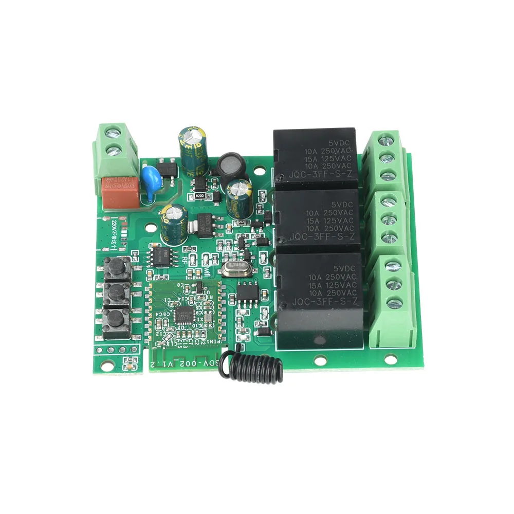 AC 90-260V/DC5V 7-32V 3-Ch Jog Inching Self-Locking Interlocking Smart Wifi Bluetooth Relay Modul 433Mhz RF Remote Control
